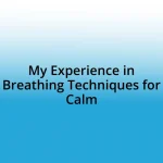 My Experience in Breathing Techniques for Calm